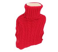 Chrees Rubber Hot Water Bag, Large 2000ML Explosionproof Hand Warmer with Soft Knit Cover, for Pain Relief Muscle Soreness Menstrual Cramps (Christmas Red)