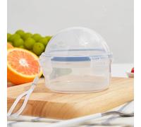 Chrees Small Fruit Vegetable Storage Container, Round Sealed Box with 4 Hinge Locking Lid for Onion Tomato Lemon, Microwave Safe Dishwasher Safe Food Grade PP