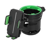 Chrees Stroller Cup Holder with Phone Holder Dual Design 360 Degree Rotation for Bikes Motorcycles Sturdy ABS Material (Green)