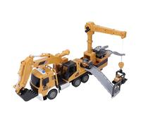 Chrees Transforming Cement Concrete Vehicle Set Kids Engineering Toy Car Electric Transformable Truck with Mixer Excavator Accessories for Children Creative Play