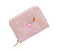 Chrees Women Card Holder Wallet, Multifunction PU Leather Small Zipper ID Card Coin Purse with Cute Colors and Patterns, for Girls Students Young Women (Pink)