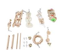 Chrees Wooden Bird Toys Set with 8Pcs Safe Natural Wood Chewing Spiral Ladders for Bird Cage Exercise for Parakeets, Macaws, Conures, Finches