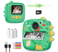 CHRERNA Instant Print Camera for Kids, Christmas Birthday Gifts Toys for 3 4 5 6 7 8 9 Year Old Boys Girls, 1080P Kids Digital Cameras Dinosaur Boys Toys Age 3-9 (Green)