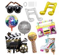 CHRI Pack of 9 Disco Ball Balloons, Disco Party Decoration Balloons, Foil Balloon Radio, for 70s 80s 90s Retro Disco Hip Hop Theme Party Decoration, Carnival, Rock 'n' Roll Theme Party