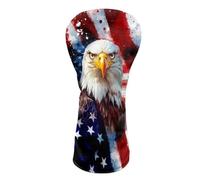 Chririnla American Flag Eagle Golf Club Covers,Driver Headcover Fairway Wood Hybrid Headcover Waterproof PU Leather Head Covers for Woods and Driver,Golf Gifts for Men Women Golfers
