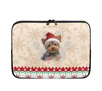 Chririnla Christmas Yorkshire Terrier Laptop Notebook Sleeve Laptop Bags Slim Computer Sleeve Cover for Men Women Portable Briefcase