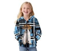 Chririnla Cute Beagle Kids Zip up Hoodie 5-12 Active Skateboarding Hooded Sportswear for Girls Soft Comfortable Pullover Sweater Youth Kawaii Crop Top Hoodies Fall Athletic Clothing,14-16T