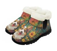 Chririnla Cute Corgi Kids Snow Boots Waterproof Warm, Wide Toe Box Winter Boots for Boys & Girls with Thick Insulation & Non-Slip Sole Pull on Fuzzy Winter Shoes Hands Free Size 11