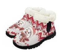 Chririnla Cute Snowman Short Snow Boots for Kids Easy On Off, Insulated Hiking Winter Boots with Pull-On Handle & Faux Fur Slip on Booties Comfortable Simple and Easy to Match