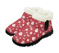 Chririnla Ho Ho Santa Claus Children's Winter Snow Boots, Wide Width Memory Foam Design with Cozy Faux Fur Collar and EVA Sole Polyester Upper Round Toe Fashion Slip on Booties