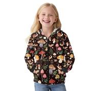 Chririnla Kawaii Mushroom Zipper Kids Hoodie Sweaters Girls Boys Fleece Lining Long Sleeve Sweater Shirts with Hood Graphic Athletic Workout Hoodies Jacket Top with Pockets 11-13Y