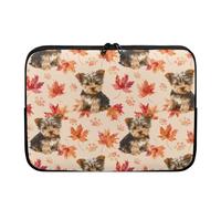 Chririnla Maple Leaf Yorkshire Terrier Laptop Sleeve Case for Women Men Briefcase Handbag Slim Computer Bag Business Bag