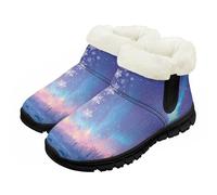 Chririnla Marble Black Horse Girls Snow Boots Mid Calf Waterproof, Warm Winter Boots for Kids Boys with Faux Fur Lining & Anti-Slip Sole EVA Platform Design Winter Shoes Size 2