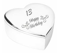 Chris Bag Of Goodies 13th 13 Thirteenth Birthday Present Decorative Swirl Engraved Silver Finish Heart Shaped Trinket Box Keepsake Gift Idea for Girls Daughter Sister Friend