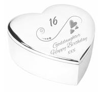 Chris Bag Of Goodies 16 16th Sixteenth Birthday Gift For Goddaughter Engraved Silver Finish Heart Shaped Trinket Box Keepsake Present From Godmother Godfather Godparents