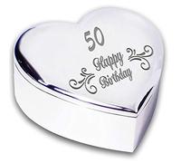 Chris Bag Of Goodies 50th 50 Fifteeth Happy Birthday Swirl Silver Finish Heart Shaped Trinket Box Keepsake Idea For Her Women