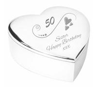 Chris Bag Of Goodies 50th 50 Fiftieth Birthday Gift For Sister Engraved Silver Finish Heart Shaped Trinket Box Keepsake Present Idea From Brother Sister