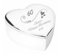 Chris Bag Of Goodies 60th 60 Sixtieth Birthday Gift For Sister Engraved Silver Finish Heart Shaped Trinket Box Keepsake Present Idea From Brother Sister