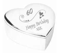 Chris Bag Of Goodies 60th 60 Sixtieth Birthday Gift Silver Finish Heart Shaped Engraved Trinket Box Keepsake Present Idea For Her Wife Women Mum Sister Friend