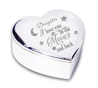 Chris Bag Of Goodies DAUGHTER I LOVE YOU TO THE MOON & BACK Silver finish TRINKET BOX Gift Presents Ideas for my Birthday Christmas Xmas Wedding Present Gifts from mum and dad