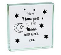 Chris Bag Of Goodies Mam I Love You To The Moon and Back Novelty Glass Keepsake Gifts From Son Daughter