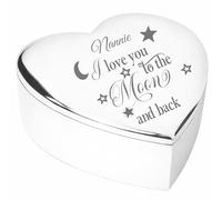 Chris Bag Of Goodies Nannie I Love You To The Moon and Back Gift Classic Engraved Silver Finish Heart Shaped Trinket Box Keepsake Present Idea From Grandson Granddaughter