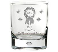Chris Bag Of Goodies No 1 Dad I Love You to The Moon and Back Engraved Whisky Whiskey Glass Tumbler