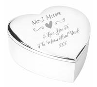 Chris Bag Of Goodies No 1 Mum I Love You To The Moon and Back Script Silver Finish Engraved Heart Shaped Trinket Box Gift Presents Ideas for my Mum Birthday Present Gifts from son daughter