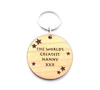 Chris Bag Of Goodies Wooden Keyring Key Ring The Worlds World's Greatest Nanny