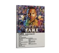 Chris Brown F.A.M.E Album Cover Aesthetic Limited Posters Signed Rapper Music Posters Dorm Decor Bedroom Posters Print Canvas Wall Art Room Teen and Girls 08x12inch(20x30cm) Frame-Style