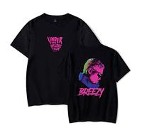Chris Brown Merch Under The Influence Tour 2023 T-Shirt Crewneck Short Sleeve Tee Harajuku Streetwear Women Men's Clothes Black,L
