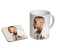 Chris Brown Mug and Coaster Gift Set - Ceramic Coffee Cup with Photo Print - R&B Music Fan Gift - Novelty Celebrity Mug 11oz