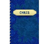 CHRIS: Girls Personalized CHRIS Sketchbook Notebook | Beautiful Cobalt/Royal Blue Color Cover with Muted Flowers in Background | Realistic Look Faux ... CHRIS Looks Like It's Tucked into the Cover