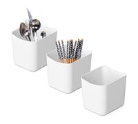 Chris.W 3Pack Pegboard Containers Pegboard Pencil Cup Basket White Pegboard Bins Accessories Peg Attachments for Arts Crafts Pens - Compatible with IKEA Skadis Pegboard(3.5"x 3"x 3.1")