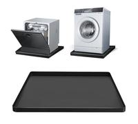 Chris.W Washing Machine Drain Pan 27x27 Inch - Waterproof Silicone Washer Tray for Floor Protection, Anti-Vibration Non-Slip Mat, Under Washer Drip Catcher (Black)