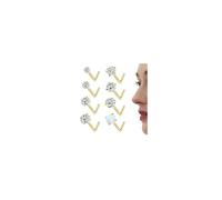 Chriscoco 20G 14K Gold Filled Nose Studs 316L Surgical Steel Nose Stud 6A CZ Corkscrew L Shaped Nose Stud Hypoallergenic Nose Rings Nose Piercings Jewellery