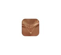 Chriscoco 3Pcs Gold Initial Necklaces for Women Layered Heart Name Necklace 14K Gold Plated Heart Letter Pendant Personalised Necklace Stainless Steel Choker Paperclip Chain Necklaces Jewellery-F