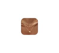 Chriscoco 3Pcs Gold Initial Necklaces for Women Layered Heart Name Necklace 14K Gold Plated Heart Letter Pendant Personalised Necklace Stainless Steel Choker Paperclip Chain Necklaces Jewellery-A