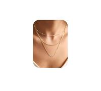 Chriscoco 3Pcs Gold Layered Necklace 14K Gold Plated Necklaces for Women Gold Choker Necklace Leaf CZ Pendant Necklace Gold Jewellery for Women - with Jewellery Box