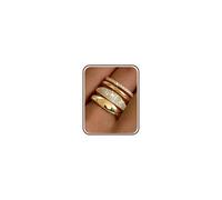 Chriscoco 4 Pcs 14K Gold Plated Rings for Women Stacking Rings Set Cubic Zirconia Knuckle Finger Statement Ring Engagement Wedding Ring for Ladies Size Q - with Jewellery Box