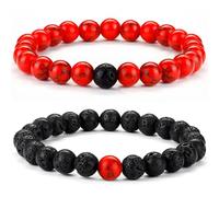 Chriscoco 8 mm bracelet man woman pearl bracelet man bracelet couple bracelet natural stone bracelet tiger's eye bracelets lava stone jewellery man, de 7,3 pouces à 10,4 pouces, Stone Metal, No