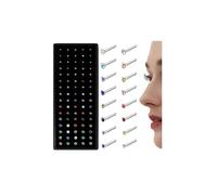 Chriscoco 80-160Pcs 20G Nose Studs Straight/L Shaped Surgical Steel Small Nose Studs Tiny Nose Piercing Jewelry for Women Men Hypoallergenic Tragus Eearring Labret Stud Piercing 1.5/2/2.5/3 mm CZ，S-C