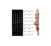 Chriscoco 80-160Pcs 20G Nose Studs Straight/L Shaped Surgical Steel Small Nose Studs Tiny Nose Piercing Jewelry for Women Men Hypoallergenic Tragus Eearring Labret Stud Piercing 1.5/2/2.5/3 mm CZ，L-AB