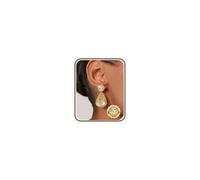 Chriscoco 925 Sterling Silver Dangle Earrings for Women Hypoallergenic 14K Gold Plated Statement Earrings Lightweight Hammered Dangle Earring Chunky Drop Earring Gold Jewellery