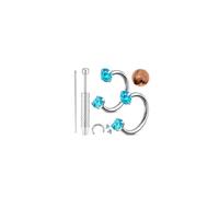 Chriscoco G23 Titanium Horseshoe Nose Ring 20G Septum Piercing Jewellery Silver Horse Shoe Nose Rings Double Gem Cartilage Helix Tragus Earring Lip Daith Ear Piercing Jewellery 8MM
