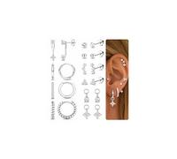 Chriscoco Hypoallergenic Flat Back Earrings for Women Surgical Steel Cartilage Earrings Set 14K Gold Plated Hoop Earring Gold Silver Stud Earring Stack Conch Daith Tragus Helix Piercing Jewellery-S