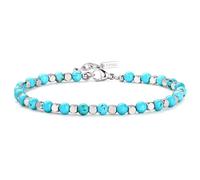 Chriscoco Men's 4MM Beaded Bracelets - Stainless Steel, Tigers Eye, Turquoise, Lapis Lazuli, Natural Stone