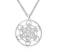 Chriscoco Metatron Cube Necklace, Stainless Steel, Unisex Adults, Necklace, 3