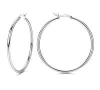 Chriscoco Silver Hoops Earrings for Women 925 Sterling Silver Hoop Earrings Set Hypoallergenic Silver Sleeper Hoop Earrings 13/15/20/25/30/40/50mm