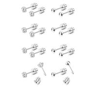 Chriscoco Small Flat Back Earrings for Women Men Hypoallergenic 316L Surgical Steel Earrings 18K Gold Plated 20G Studs Earrings Piercing Gold/Silver Helix Sleeper Cartilage Earrings Set 2/3/4/5mm,S-2